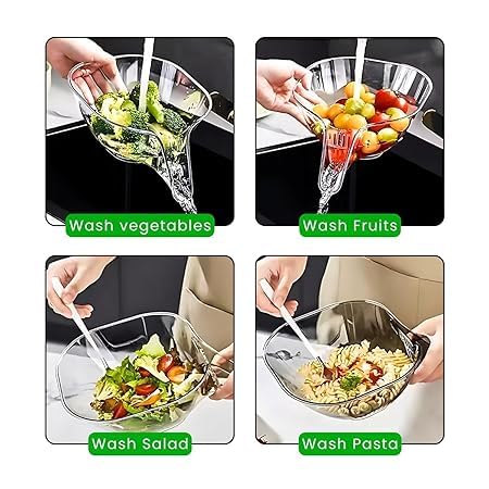 PUNJAN Transparent Grey Kitchen Sink Drain Basket with Spout Pack of 1Vegetable Strainers Draining Mesh Filters for Fruits Vegetables Grains and More - Image 5
