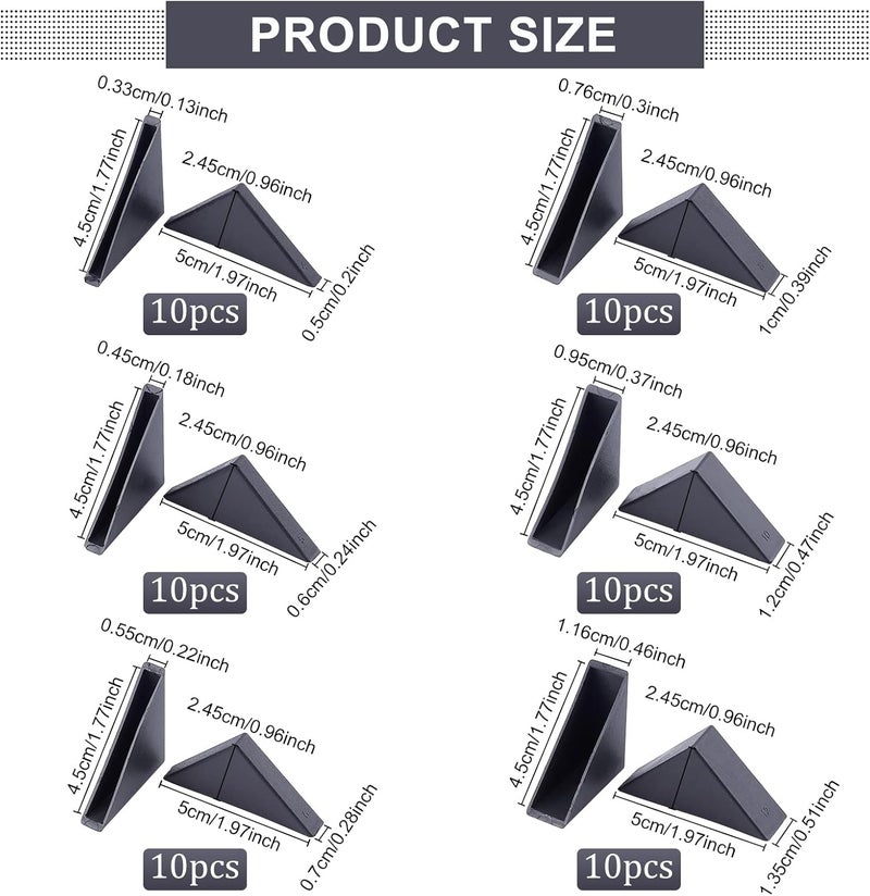 BENECREAT 60Pcs Triangle Corner Protector 6 Sizes Plastic Glass Table Shelf Corner Guards Black Mirror Corner Covers Baby Proofing Edge Protector - Image 3