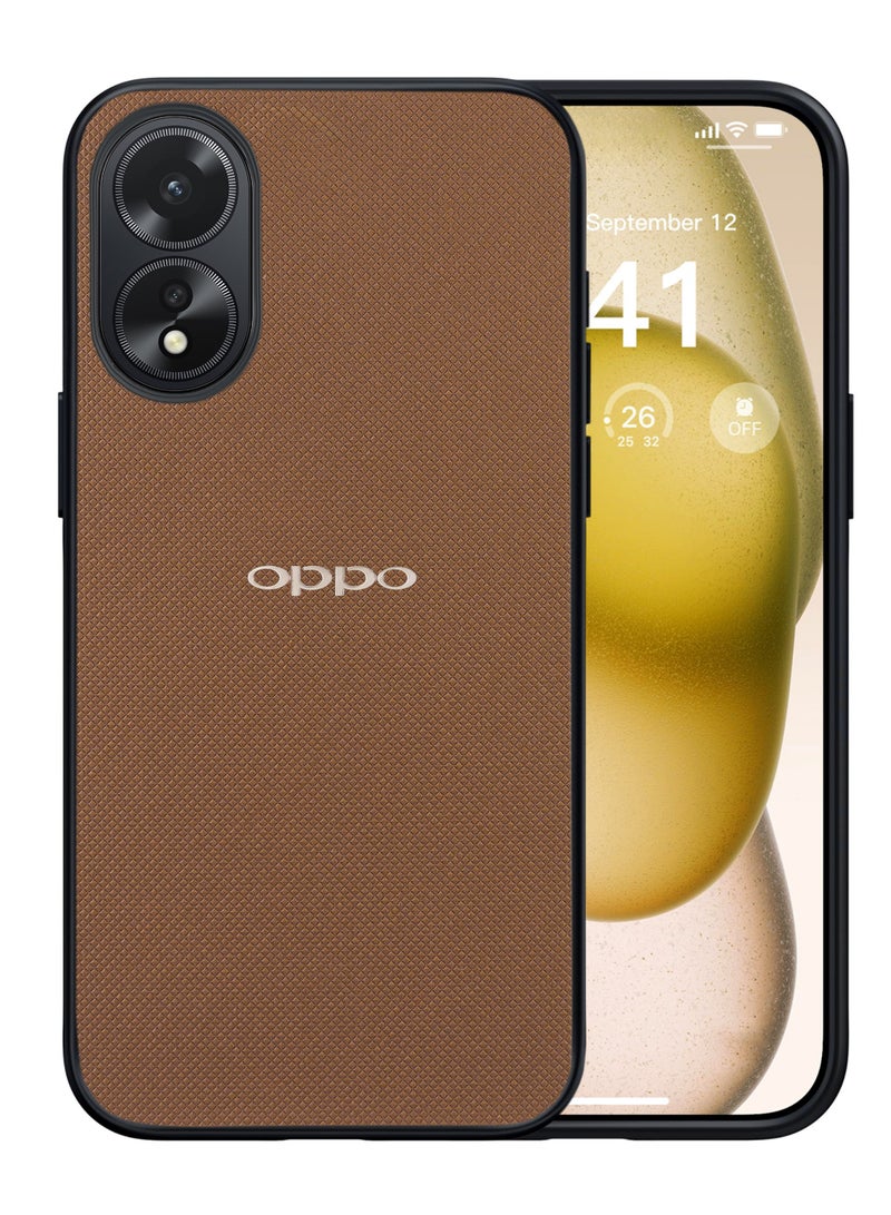 Compatible with Oppo A58 Case Dual Layer Heavy Duty Cell Phone Protective Cover Shockproof Rugged with Non-Slip Textured - Brown