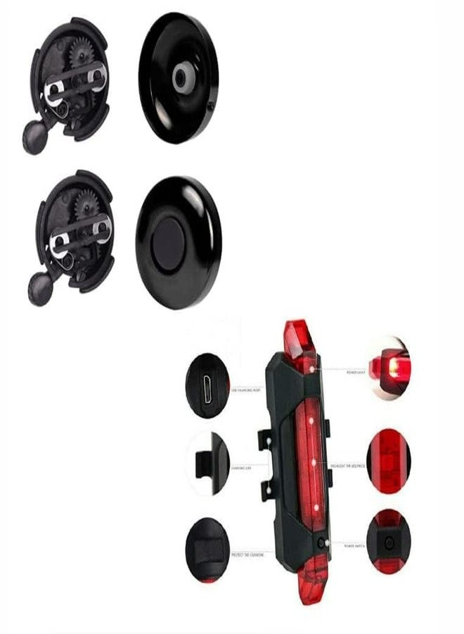 FCCRACING Cool Motu Bell Bell and USB Rechargeable Bicycle Front, Rear Light LED (Combo) Cycle Tail Light Cycle Rechargeable Waterproof LED Rear Break Light Cycle Combo of 3 Accessories for Cycle - Image 4