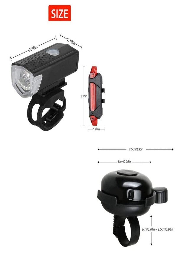 FCCRACING Cool Motu Bell Bell and USB Rechargeable Bicycle Front, Rear Light LED (Combo) Cycle Tail Light Cycle Rechargeable Waterproof LED Rear Break Light Cycle Combo of 3 Accessories for Cycle - Image 2