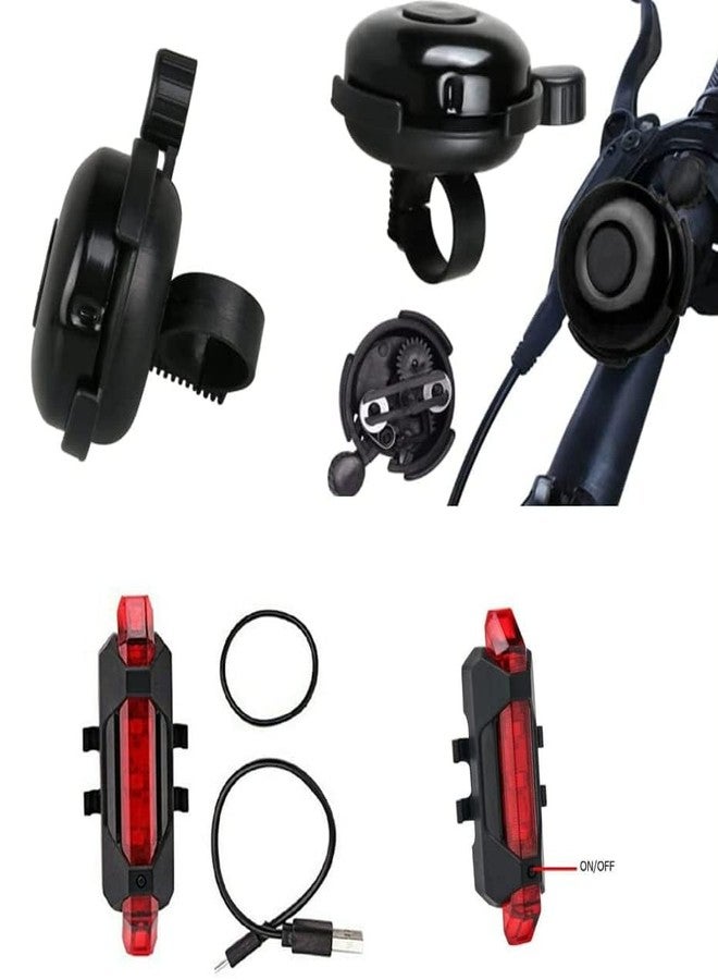 FCCRACING Cool Motu Bell Bell and USB Rechargeable Bicycle Front, Rear Light LED (Combo) Cycle Tail Light Cycle Rechargeable Waterproof LED Rear Break Light Cycle Combo of 3 Accessories for Cycle - Image 5
