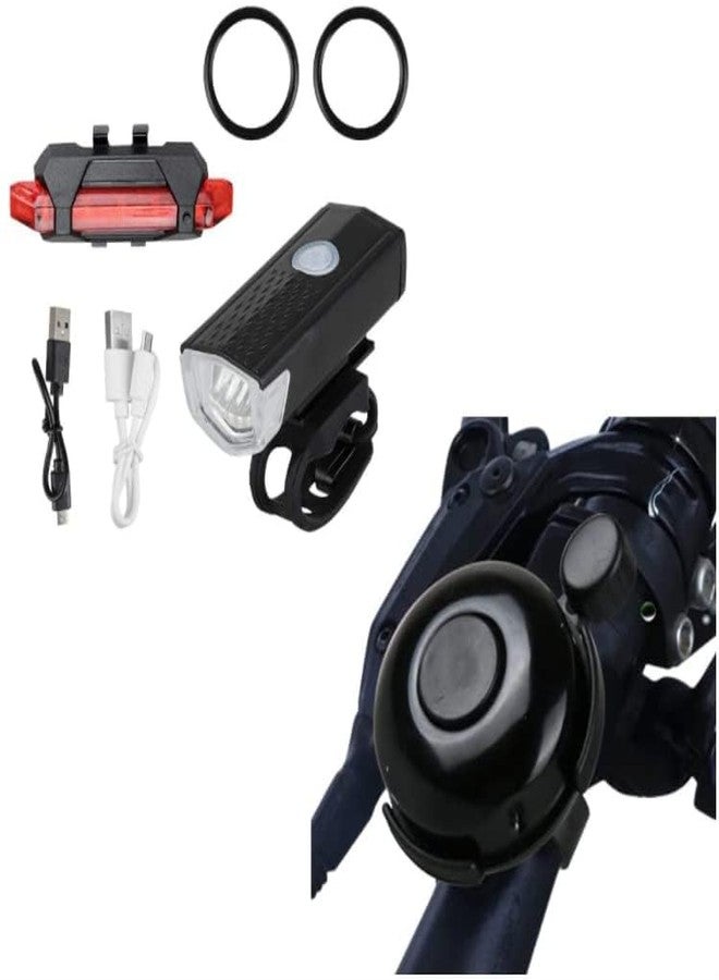 FCCRACING Cool Motu Bell Bell and USB Rechargeable Bicycle Front, Rear Light LED (Combo) Cycle Tail Light Cycle Rechargeable Waterproof LED Rear Break Light Cycle Combo of 3 Accessories for Cycle - Image 3