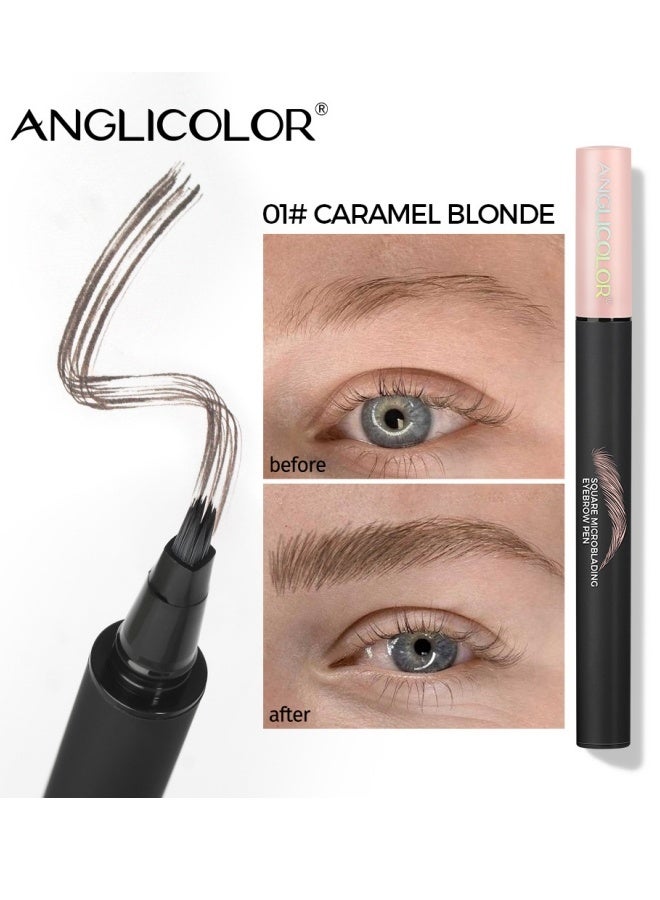 Anglicolor Women's Eyebrow Pencil, Liquid-Filled Water-Based Eyebrow Pencil, Square Angled Eyebrow Pencil, Waterproof and Long-Lasting, Natural-Looking Brows, Defined Individual Hairs (01# Caramel blonde) - Image 1