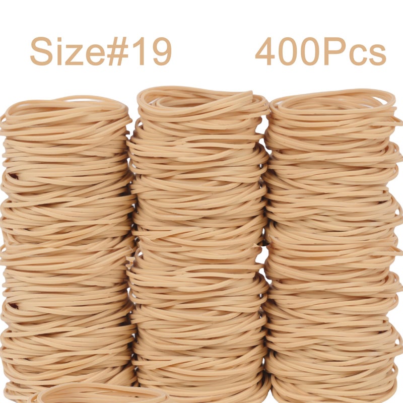 Foshine Rubber Bands Size #19, 400Pcs Approximately 0.45lb Elastic Band Beige Small Rubber Band Home Office Supplies(3-1/2" x 1/16'') - Image 3