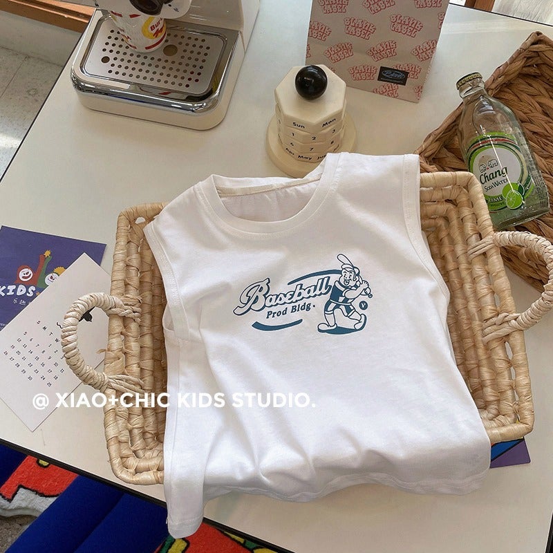 Fried Chicken Is A Good Match ~ Summer Children'S Vest Sleeveless T-Shirt Boys Cotton Loose Baby Thin Round Neck Pullover Children'S Clothing - Image 1