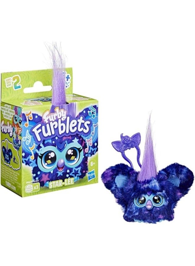 Furby فوربلتس ستار-لي صديق صغير، 45+ صوت، موسيقى المجرة، يتحدث فقط بالفوربيش، ألعاب قماشية إلكترونية للبنات والأولاد، حيوانات أليفة تفاعلية، أزرق داكن، 6+ - Image 2