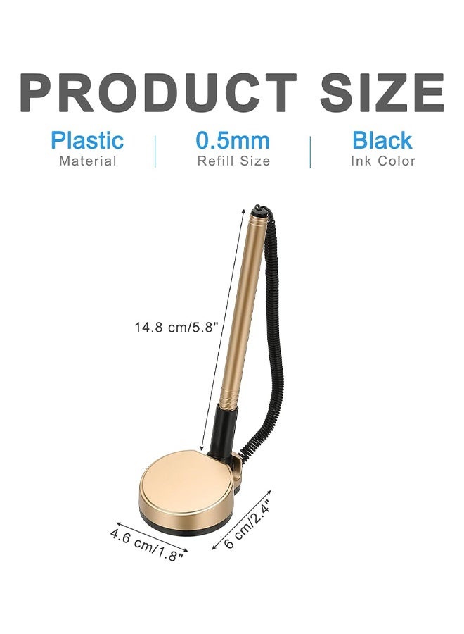 جيفت قلمان آمنان مع سلسلة لاصقة وحامل أقلام آمن، أقلام مكتب الاستقبال، عبوات حبر أسود قابلة لإعادة التعبئة، للاستخدام المكتبي والمنزلي، قاعدة مستديرة، لون ذهبي. - Image 2