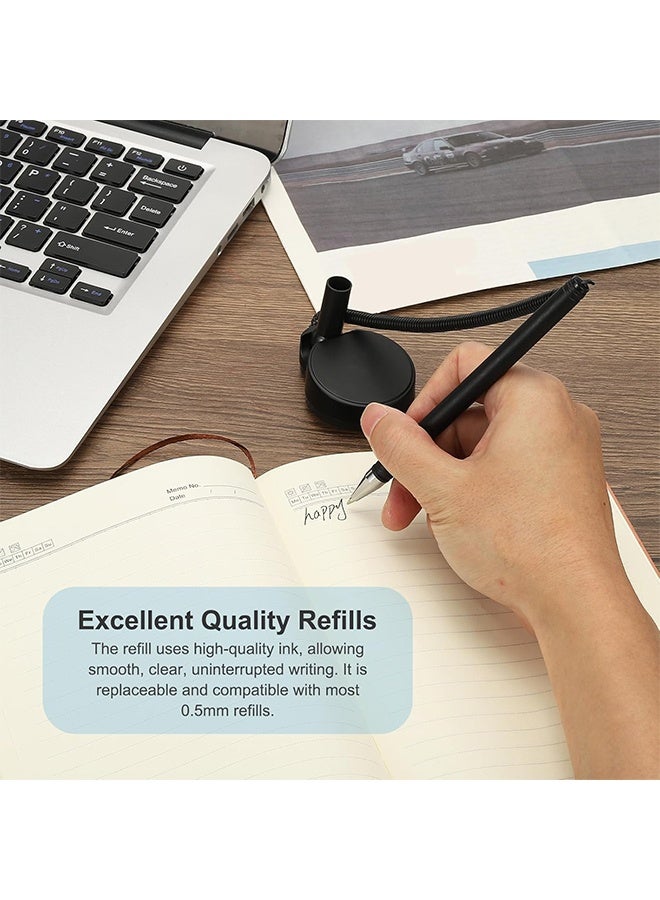 جيفت قلمان آمنان مع سلسلة لاصقة وحامل أقلام آمن، أقلام مكتب الاستقبال، عبوات حبر أسود قابلة لإعادة التعبئة، للاستخدام المكتبي والمنزلي، قاعدة مستديرة، لون ذهبي. - Image 4