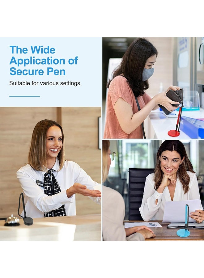 جيفت قلمان آمنان مع سلسلة لاصقة وحامل أقلام آمن، أقلام مكتب الاستقبال، عبوات حبر أسود قابلة لإعادة التعبئة، للاستخدام المكتبي والمنزلي، قاعدة مستديرة، لون ذهبي. - Image 5