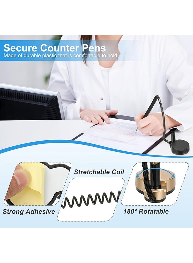 جيفت قلمان آمنان مع سلسلة لاصقة وحامل أقلام آمن، أقلام مكتب الاستقبال، عبوات حبر أسود قابلة لإعادة التعبئة، للاستخدام المكتبي والمنزلي، قاعدة مستديرة، لون ذهبي. - Image 3