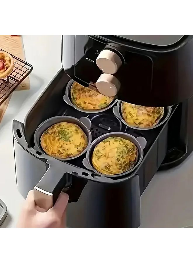 6 Grey Silicone Air Fryer Baking Cups Nonstick Food Grade Reusable Muffin Liners - Image 1