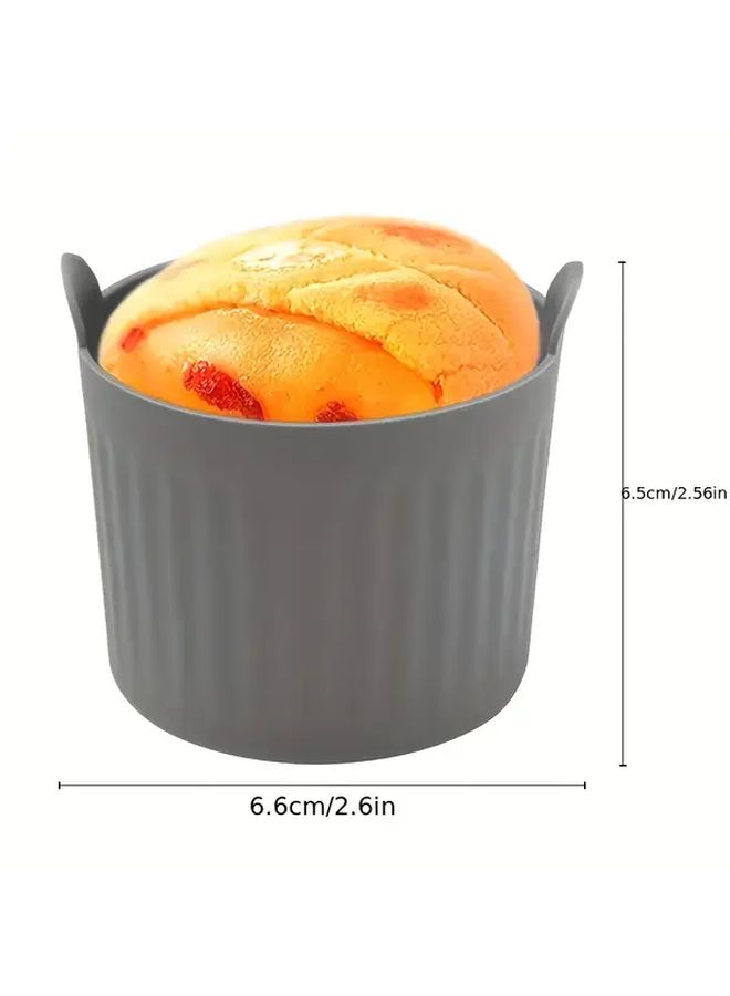 6 Grey Silicone Air Fryer Baking Cups Nonstick Food Grade Reusable Muffin Liners - Image 3