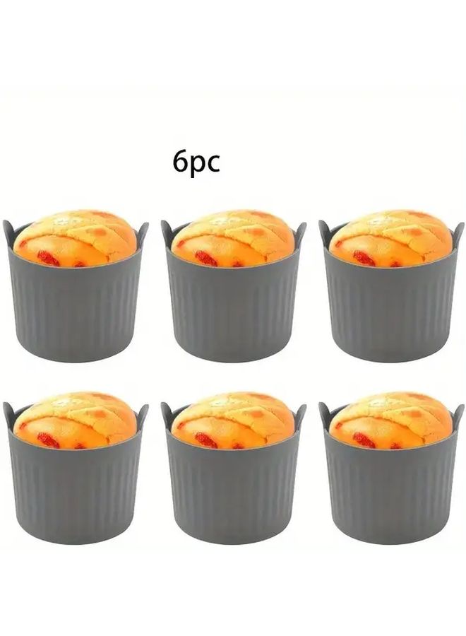 6 Grey Silicone Air Fryer Baking Cups Nonstick Food Grade Reusable Muffin Liners - Image 5