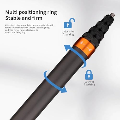 ADOFYS 3 Meter Carbon Fiber Extended Invisible Monopod Stick for Insta360 ONE X3, ONE R ONE X2 Extended Invisible Stick, Gopro Hero 11/10/9, DJI Action Camera, Black - Image 3