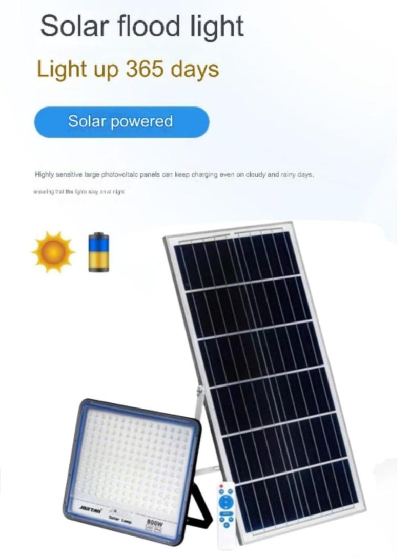 جورتان JORTAN 800 Watt Solar LED Flood Light، لوحة شمسية 35 Watt، بطارية 35000 مللي أمبير، سطوع عالي، IP66 مقاوم للماء، بطارية احتياطية من 12 إلى 15 ساعة، كشاف شمسي داخلي وخارجي - Image 2