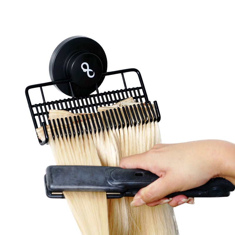 Evercaddy by Everlong Portable Holding Caddy that Stores Washes Styles and Secures 100 Human Hair Extensions  Works for Clipins Halos  Wefts Black