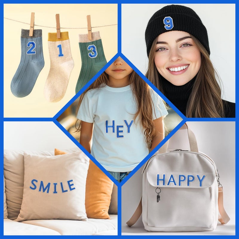 RF-patch 72 Pcs Iron on Letters for Fabric, Alphabet Embroidered Patch A-Z, Number Patch 0-9, Iron on Letters and Numbers for Clothes, Hat, Jeans(Blue) - Image 4