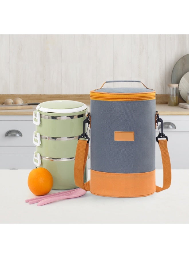 Padded and insulated waterproof lunch bag – Large capacity Japanese-style bag for keeping food and drinks hot or cold – Leakproof lunch bag, gray/orange - Image 5