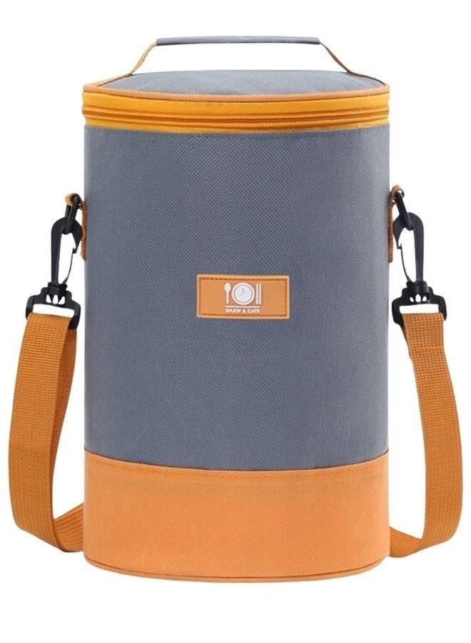 Padded and insulated waterproof lunch bag – Large capacity Japanese-style bag for keeping food and drinks hot or cold – Leakproof lunch bag, gray/orange - Image 3