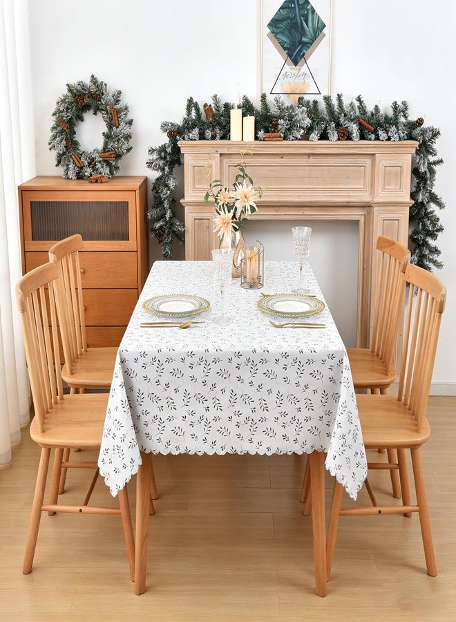 DurableDelights White Rectangular Vinyl Tablecloth 60 x 104 Inch, Oil-Proof PVC Table Cover with Polyester Backing, Waterproof Plastic Table Cloth for Kitchen, Dining, Picnic, Indoor & Outdoor Use - Image 3