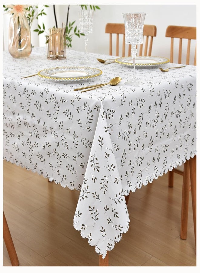 DurableDelights White Rectangular Vinyl Tablecloth 60 x 104 Inch, Oil-Proof PVC Table Cover with Polyester Backing, Waterproof Plastic Table Cloth for Kitchen, Dining, Picnic, Indoor & Outdoor Use - Image 1