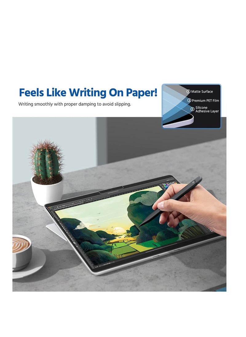 Generic - واقي شاشة Paperfeel متوافق مع Microsoft Surface Pro 10/Surface Pro 9 2022 / Surface Pro 8 2021 / Surface Pro X 2021 & 2019، طبقة PET مضادة للتوهج ومضادة للخدش، تدعم قلم Surface، شفاف غير لامع - Image 1