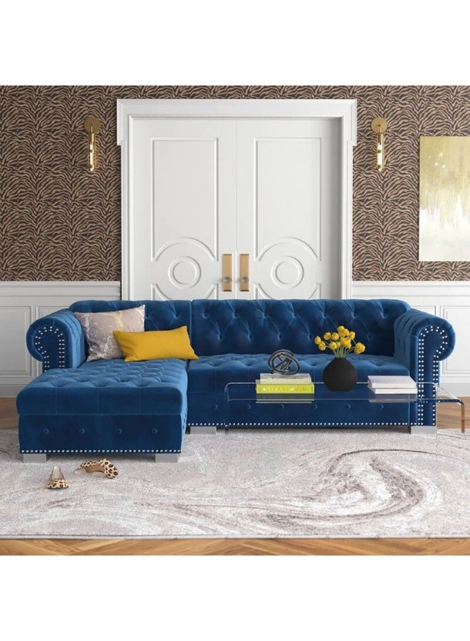 كستم ديكو أريكة جيليان المخملية ذات التصميم المقسم على شكل حرف L، مواجهة لليسار - أريكة قابلة للتخصيص لغرفة المعيشة، تنجيد فاخر، تصميم على شكل حرف L - Image 1