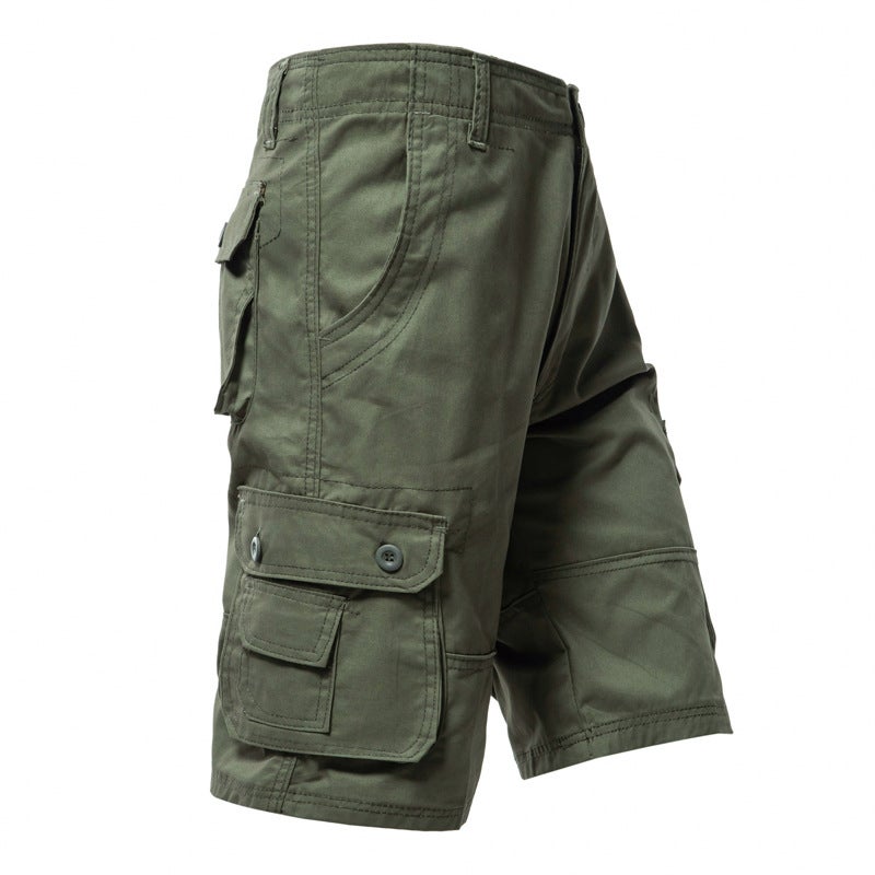 شورتات أدوات قطنية نقية للرجال صيفية عصرية علامة تجارية بنطال متوسط الطول للرجال مقاس زائد فضفاض غير رسمي موضة جديدة ملابس خارجية بنطال 001 قهوة - Image 4