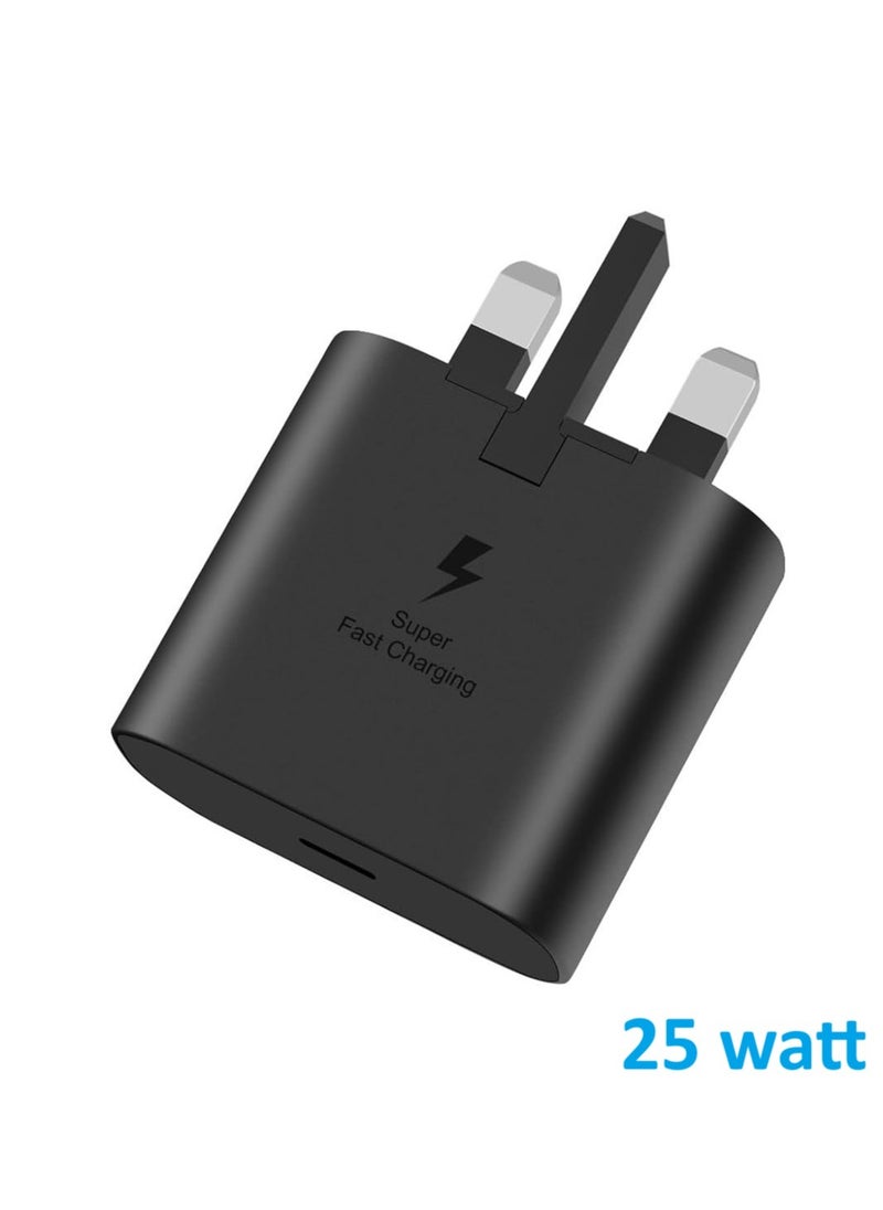 MMG - 25W Super Fast Charger Type C for Samsung Galaxy S24, S23, S22, S22 Ultra, S22+, S21, S20, A15, A25, A35, A55 5G, A05, A54, A53, A34, A32 TAB, Without Cable - Image 1