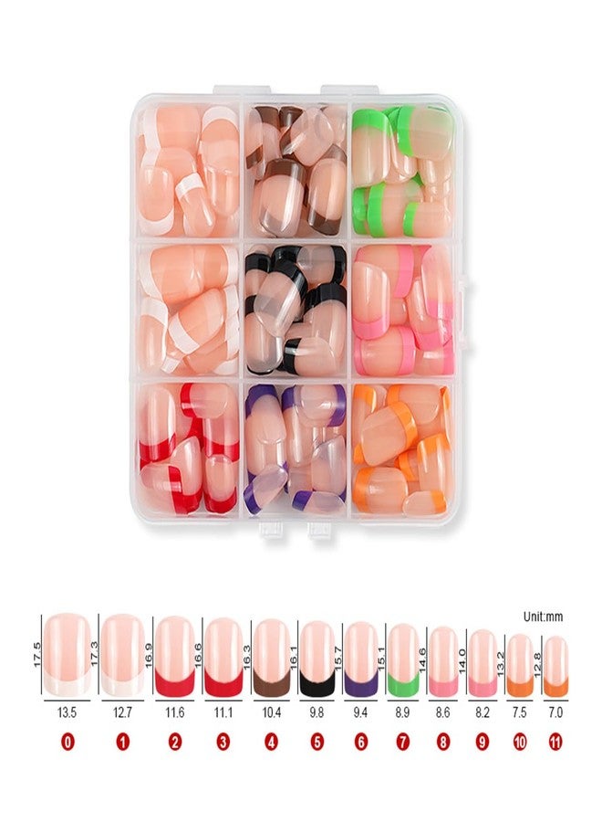 TOGZOM 216Pcs French Tip Press on Nails Short Square Fake Nails 9 Color French Tips Glue on Nail Reusable Full Cover Acrylic Stick on Nails for Women Girls Manicure Kit - Image 2