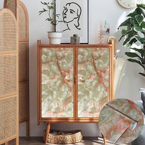 WISDOM Marble Wallpaper Furniture (60 X 300 cm) Kitchen Counter, Cabinet Makeover, Almirah, & Wooden Tabletop Self Adhesive Wallpaer (Orange Creama 09) - Image 1