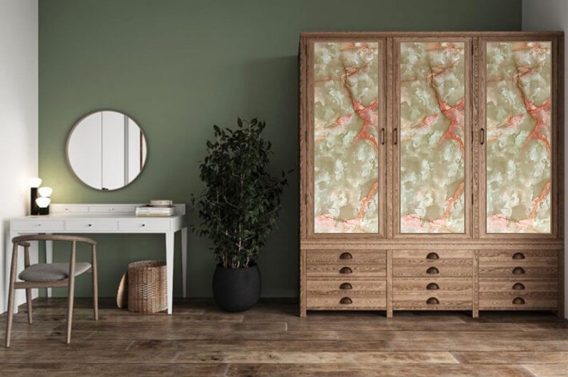 WISDOM Marble Wallpaper Furniture (60 X 300 cm) Kitchen Counter, Cabinet Makeover, Almirah, & Wooden Tabletop Self Adhesive Wallpaer (Orange Creama 09) - Image 5