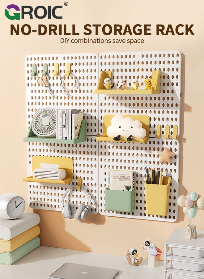 GROIC Pegboard Wall Organizer, 2PCS White Boards with Hooks and Shelves, Duty Peg Board for Walls Home, Garage Tool Storage, Office Organization, Craft Room, Kitchen, Pegboard Combination Kit - Image 2