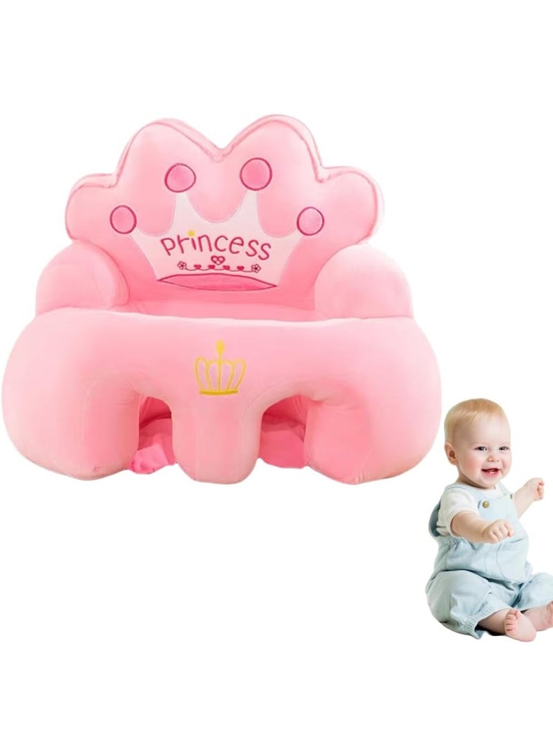 SFENG Baby Sitting Chair, Baby Sofa Toy, Baby Support Seat, Baby Comfort Learning Seat, Learning Sitting and Feeding Chair, Soft and Cuddly Plush Floor Sofa for Baby to Play, Suitable for Boys and Girls (Pink Crown) - Image 1