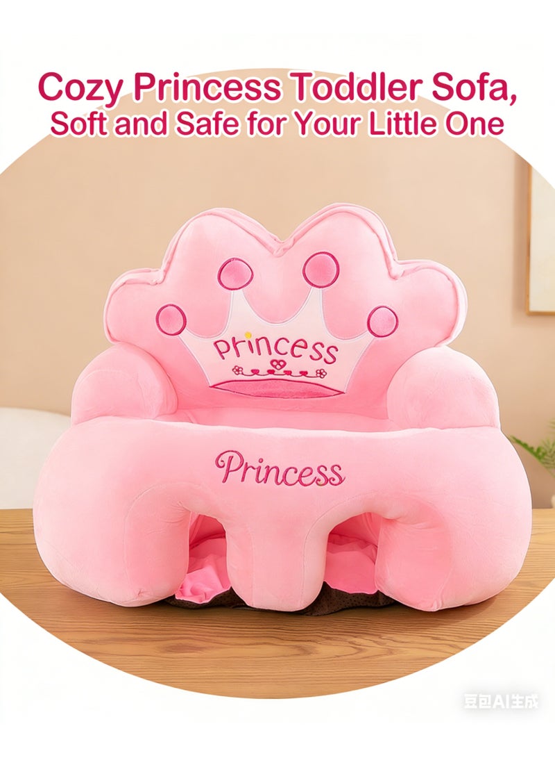 SFENG Baby Sitting Chair, Baby Sofa Toy, Baby Support Seat, Baby Comfort Learning Seat, Learning Sitting and Feeding Chair, Soft and Cuddly Plush Floor Sofa for Baby to Play, Suitable for Boys and Girls (Pink Crown) - Image 5