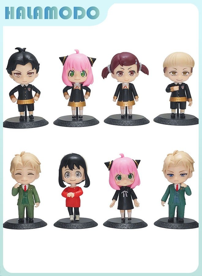 HALAMODO Spy x Family, 8 Pieces  Q Version Forger Family Figures of Anya, Yor and Loid, Charming Decoration for Display and Gifting - Image 1