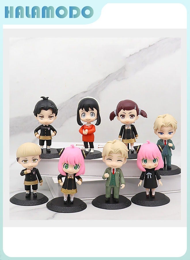 HALAMODO Spy x Family, 8 Pieces  Q Version Forger Family Figures of Anya, Yor and Loid, Charming Decoration for Display and Gifting - Image 2