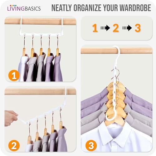 LivingBasics 5 in 1 Magic Hanger for Wardrobe/Magic Foldable Space Saving Clothes Hanger/Closet Space Savings (Pack of 5, White) - Image 5