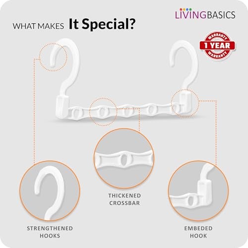 LivingBasics 5 in 1 Magic Hanger for Wardrobe/Magic Foldable Space Saving Clothes Hanger/Closet Space Savings (Pack of 5, White) - Image 4