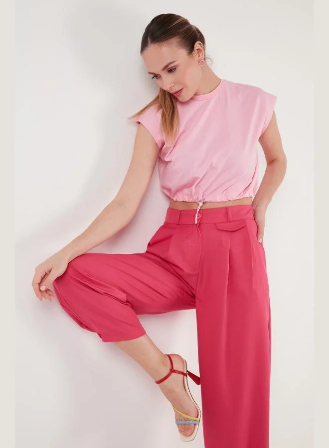 Lela Lela Crew Neck 100% Cotton Crop T Shirt Women's T SHIRT 5865587