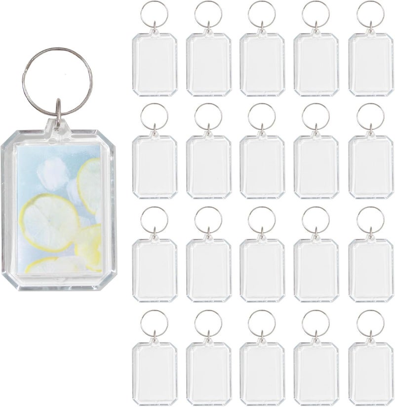 BetterJonny 20Pcs Acrylic picture Keychain Blanks Photo Keychain Clear in Photo Keychain Acrylic Picture Frame Keyrings - Image 1