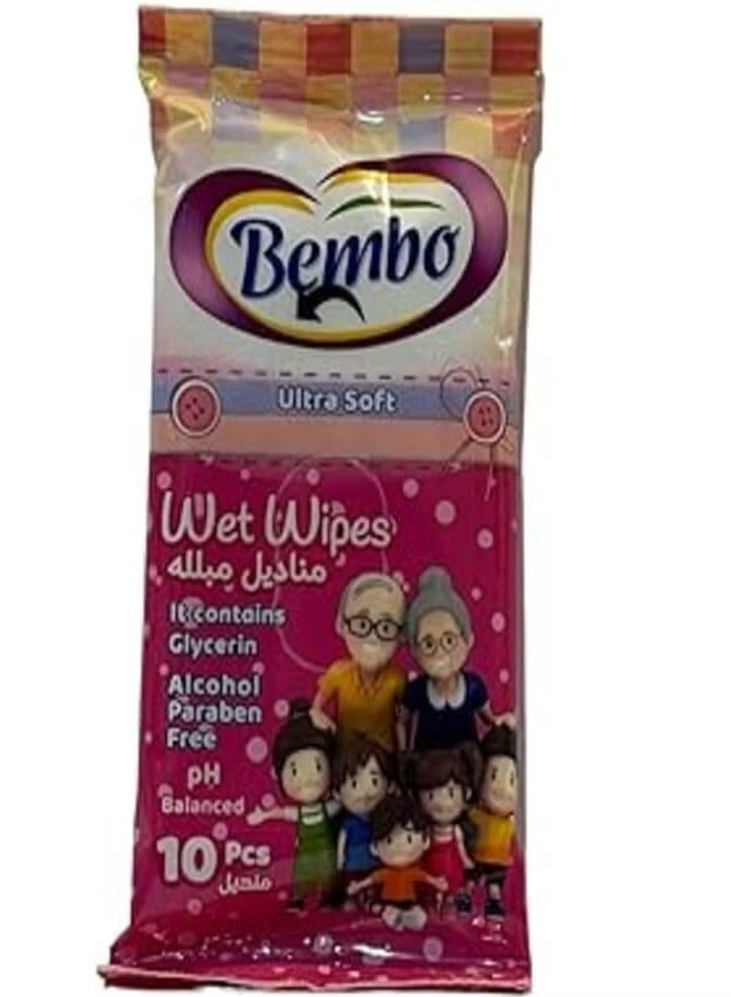Wet Wipes Ultra soft -Glycerin -Paraben free PH balanced Pink-10 PCS