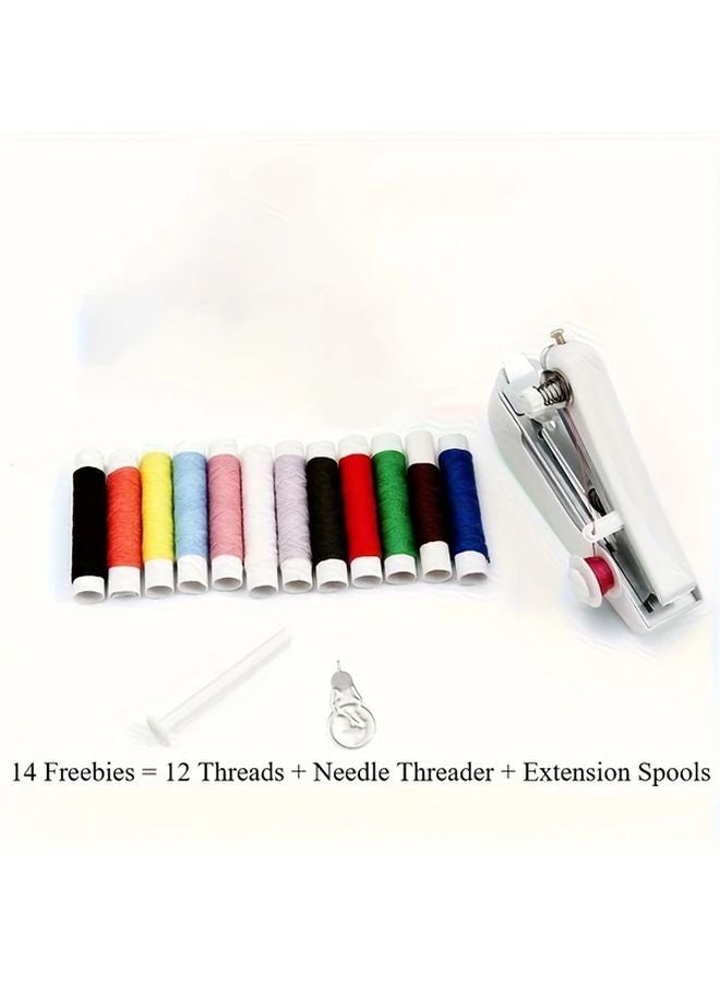 Portable Mini Sewing Machine White with 14pcs Free Accessories Handheld Manual Easy Home Tailoring - Image 4