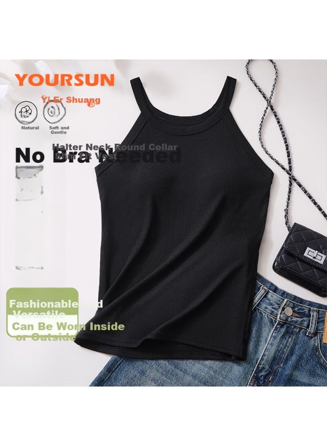 Your Sun Yiershuang Women's Sleeveless Halter Tank Top With Built-in Bra Pad, Breathable Back Support Vest For Spring And Summer, No Bra Needed - Image 3