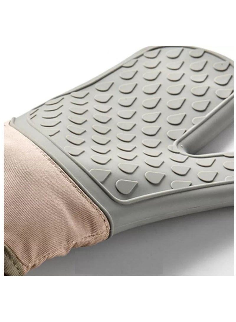 Oven Mitts 3 Piece Set Cotton and Silicone Oven Mitt Comfortable and Heat Resistant - Image 5