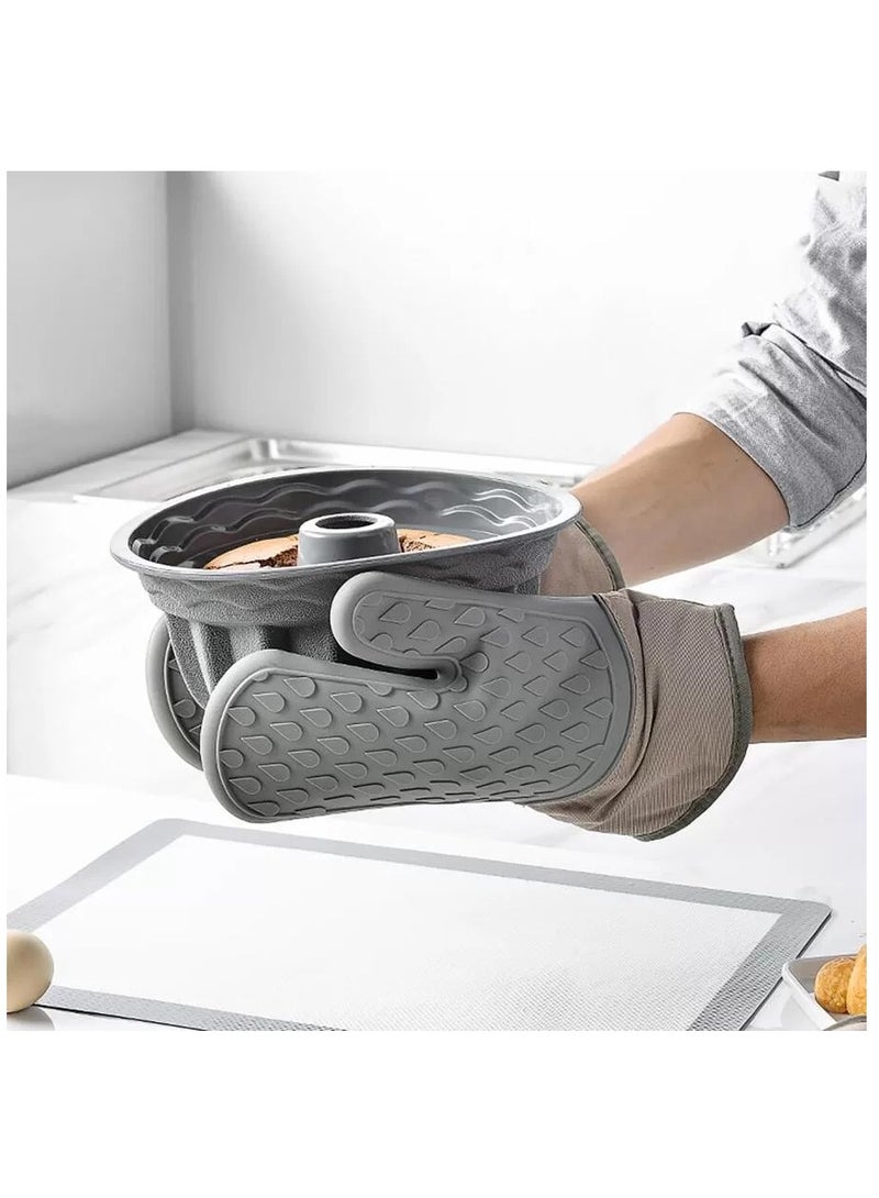 Oven Mitts 3 Piece Set Cotton and Silicone Oven Mitt Comfortable and Heat Resistant - Image 4