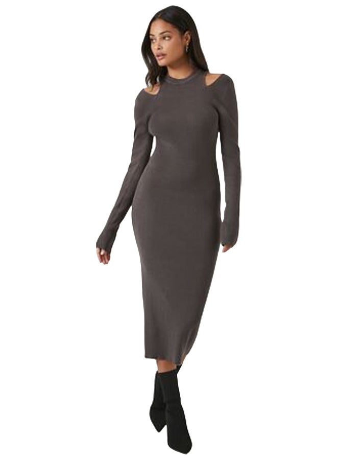 FOREVER 21 Shoulder Cutout Sweater Midi Dress - Image 1