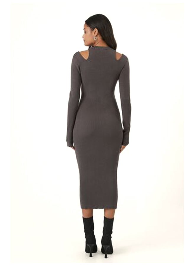 FOREVER 21 Shoulder Cutout Sweater Midi Dress - Image 4
