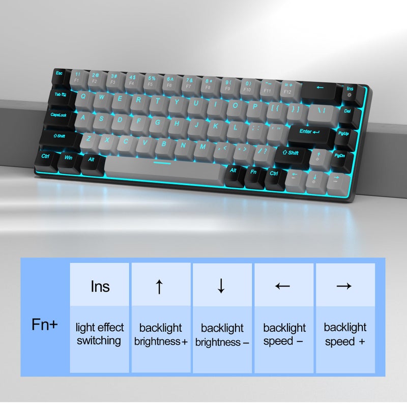 MageGee Portable 60% Mechanical Gaming Keyboard, MK-Box LED Backlit Compact 68 Keys Mini Wired Office Keyboard with Blue Switch for Windows Laptop PC Mac - Grey/Black - Image 5